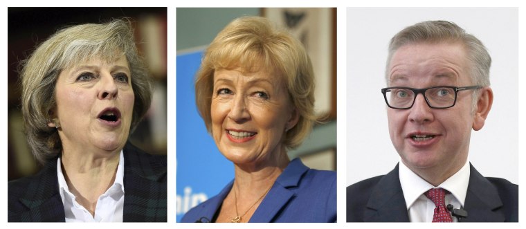 Image: Conservative Members of Parliament were choosing between Theresa May (L), Andrea Leadsom and Michael Gove.