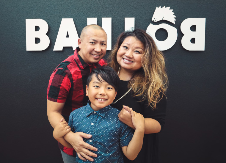 Aidan Xiong with his father, Prince, and his mother, Sheng.
