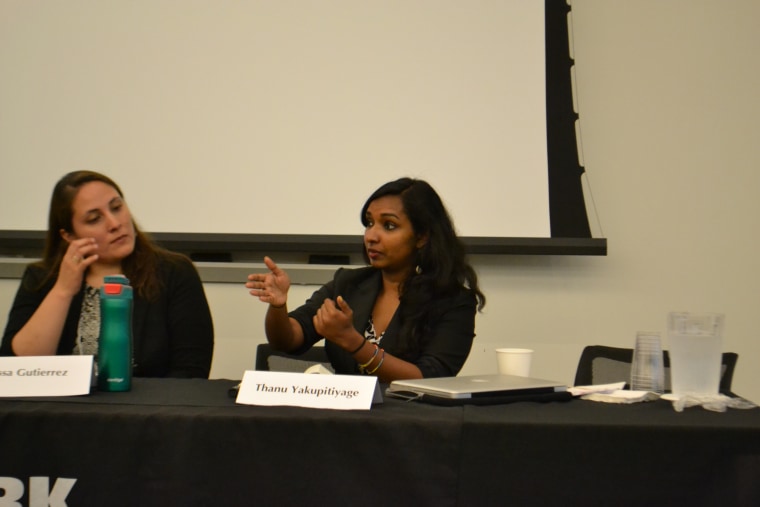 Thanu Yakupitiyage speaking at the 2015 New York Immigration Coalition Conference