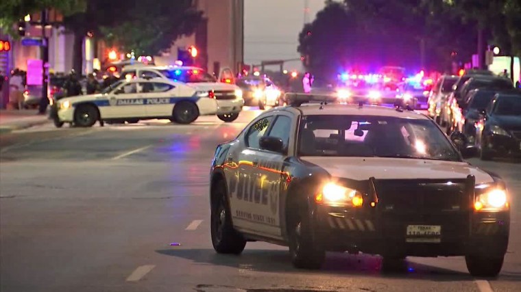 IMAGE: gunshots rang out following a protest and rally in Dallas held over police shootings