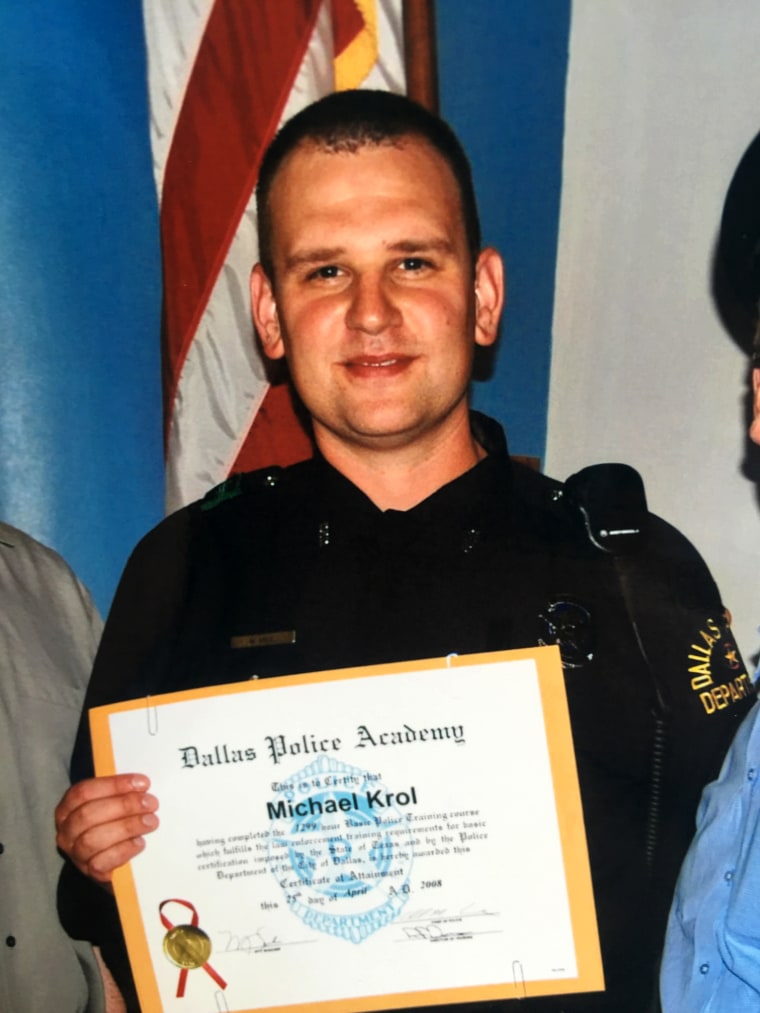 Michael Krol after graduating from the Dallas Police Academy.