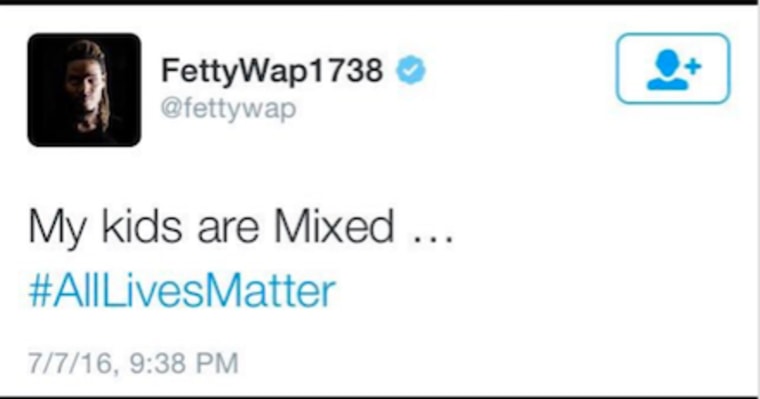 Screenshot of tweet from rapper Fetty Wap's page.