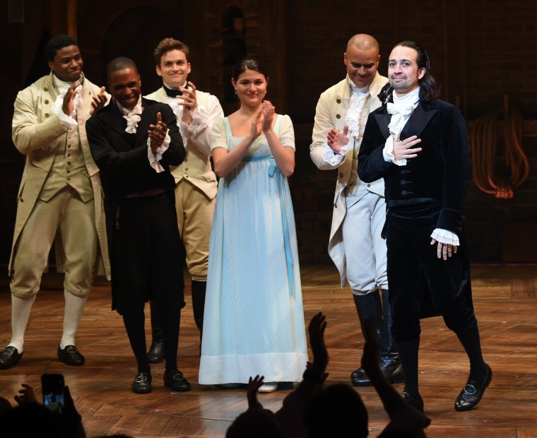 Image: Leslie Odom Jr, Phillipa Soo, Christopher Jackson, Lin-Manuel Miranda