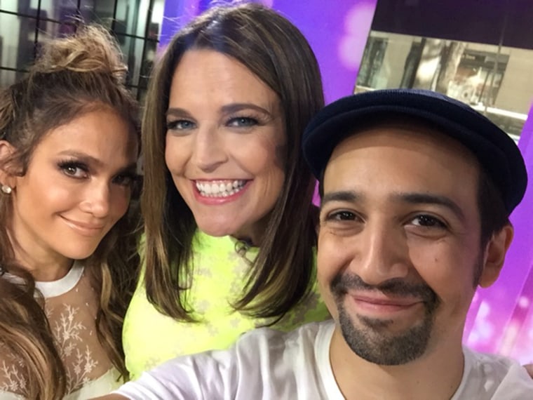 Jennifer Lopez and Lin Manuel Miranda with Savannah Guthrie