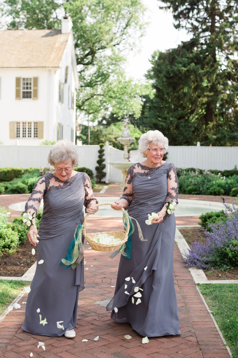 These adorable grandmothers are flower girls at wedding