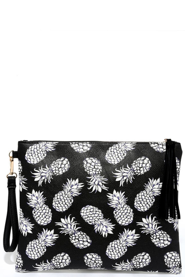 Lulus pineapple print clutch