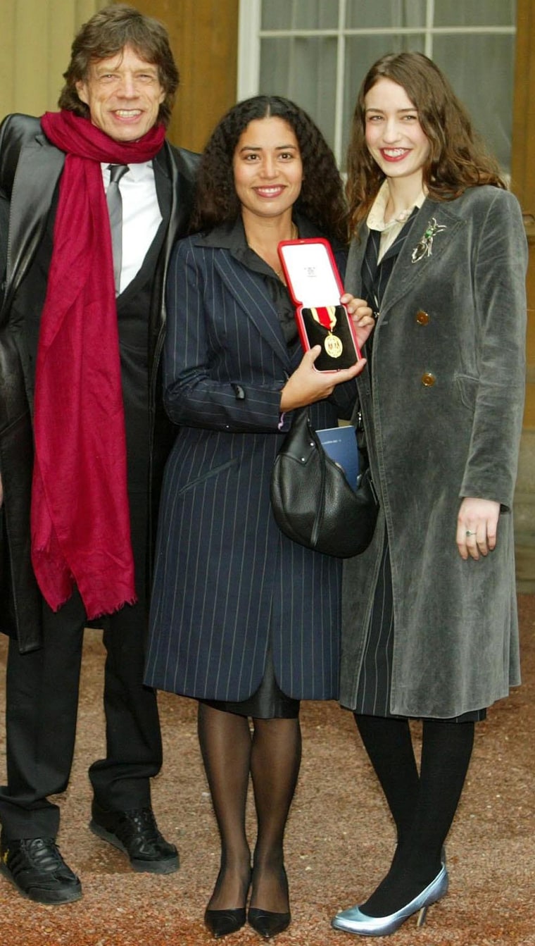 Mick Jagger with daughters Karis and Elizabeth