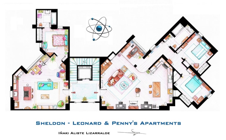 "The Big Bang Theory" apartment floor plan