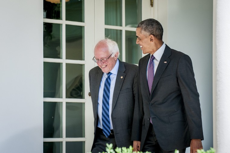 Image: US President Barack Obama meets with Democratic presidential candidate Bernie Sanders