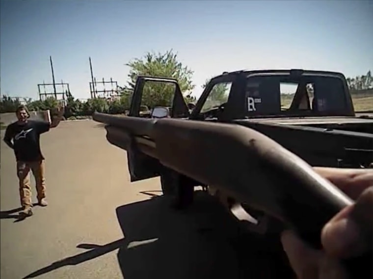 Image: Dylan Noble approaches Fresno California police officers against their order during a traffic stop shortly before he was shot and killed in Fresno