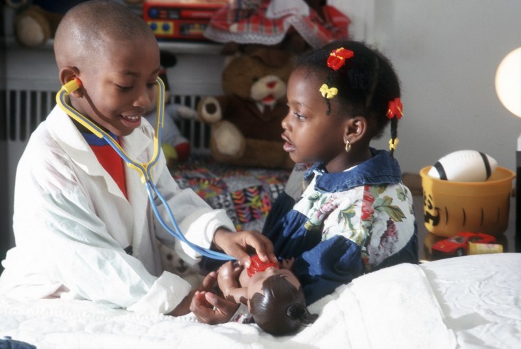 Children playing doctors and nursers