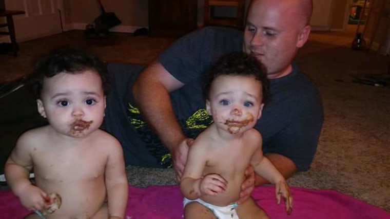 Double the sweetness! Twins Davina and Delilah, who turned 1 in May, with their father Jeffrey.