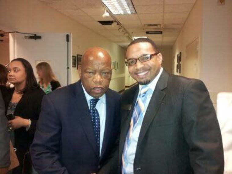 Rashad Richey with Georgia Democratic Congressmen John Lewis at a political event during Richey's days as Political Director for the Democratic Party of Georgia.