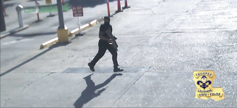 A photo released by the Louisiana State Police shows the gunman who shot six police officers, killing three on Saturday, July 17.