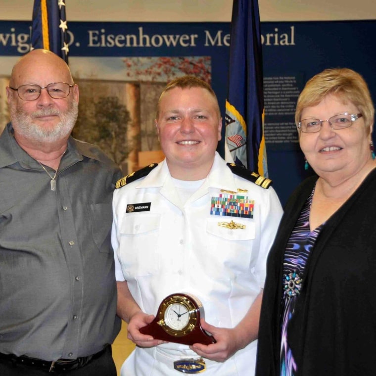 Navy Lieutenant Blake Dremann and parents