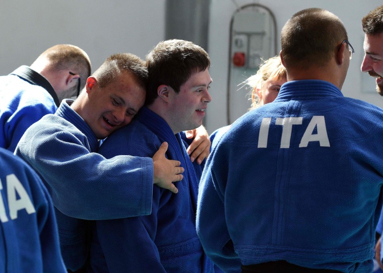 Image: TOPSHOT-ITALY-SPORT-TRISOME-2016-DOWN-SYNDROME