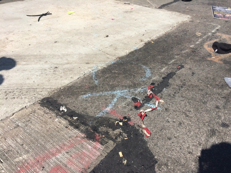 The burned flag that led to a fight between protesters just blocks from where the Republican National Convention was being held.