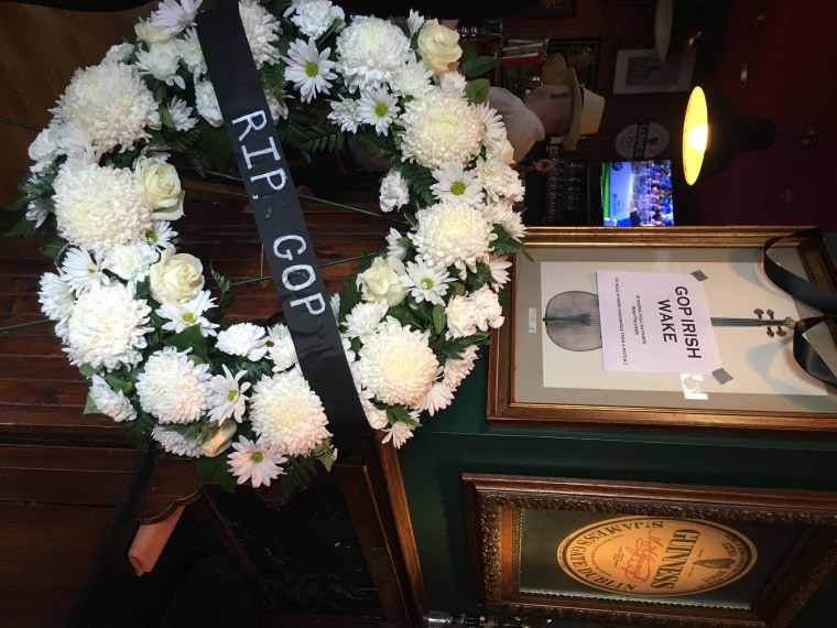 A 'funeral wreath' at Dubliner's Bar in Washington, D.C.