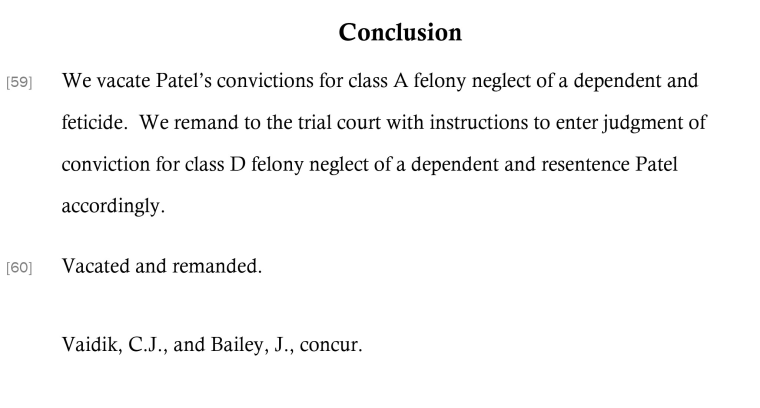 An excerpt of a decision by the Indiana Court of Appeals revoking the 2015 feticide conviction of Purvi Patel.