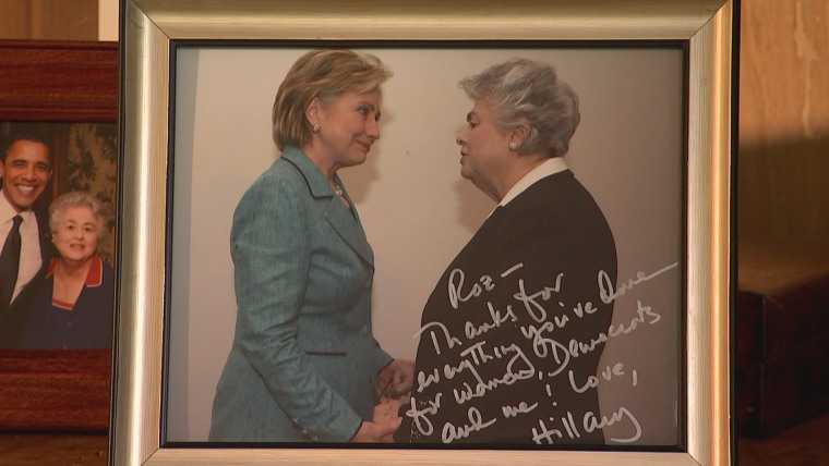 IMAGE: Hillary Clinton and Roz Wyman in a signed photo