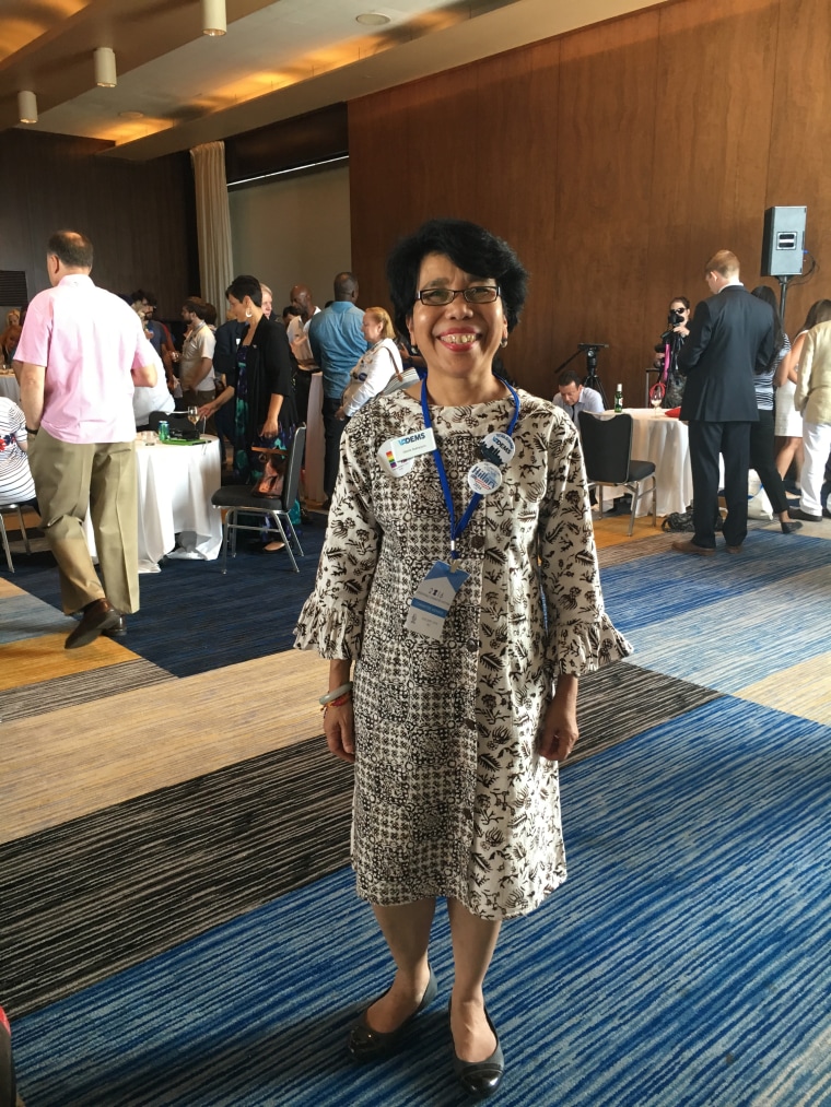 Dewita Soeharjono, chair of Democratic Asian Americans for Virginia, arriving in Philadelphia for the 2016 Democratic National Convention.