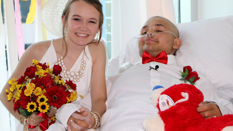 Swift and Abbi Myers exchange vows from Swift's hospital bed.