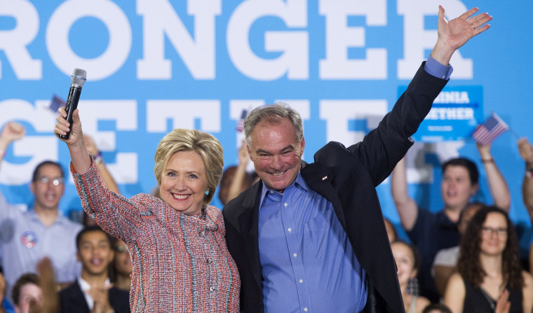 Democratic Presidential candidate Hillary Clinton and Sen. Tim Kaine