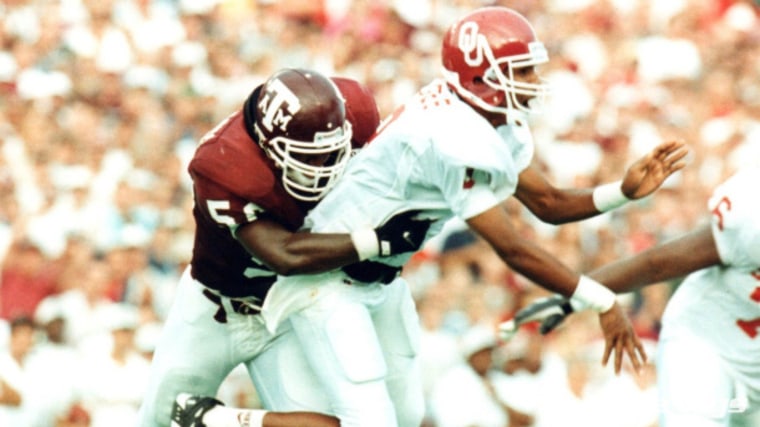 Antonio Armstrong playing for Texas A&amp;M University.