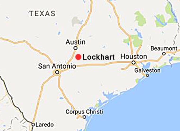 Map showing location of Lockhart, Texas.