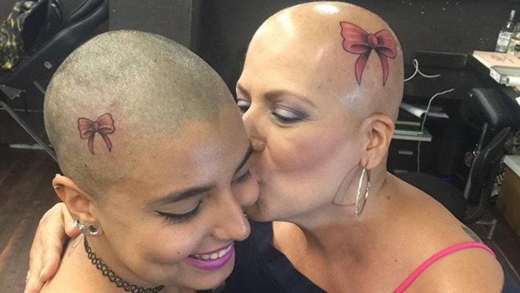 Mother daughter tattoo, cancer.