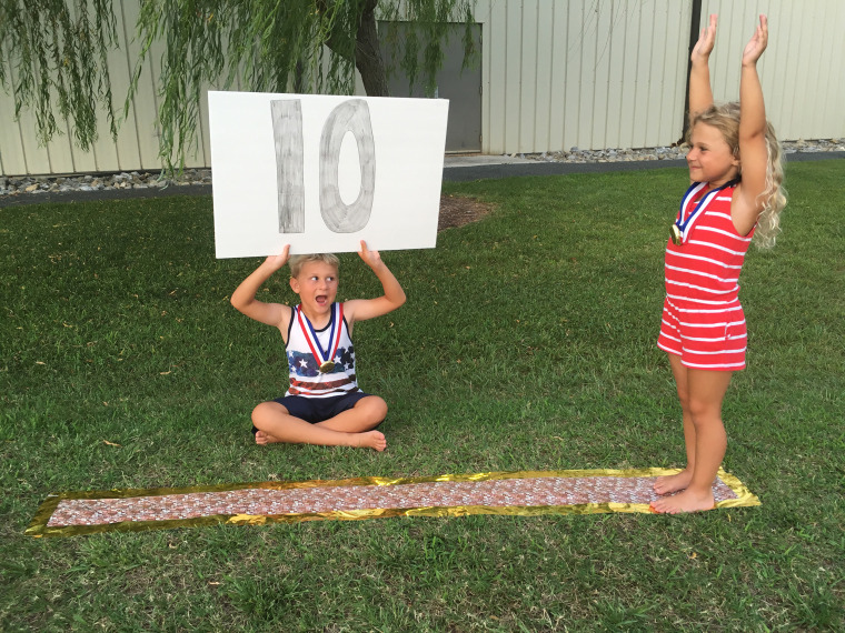 It's a  perfect 10 for this balance beam routine.