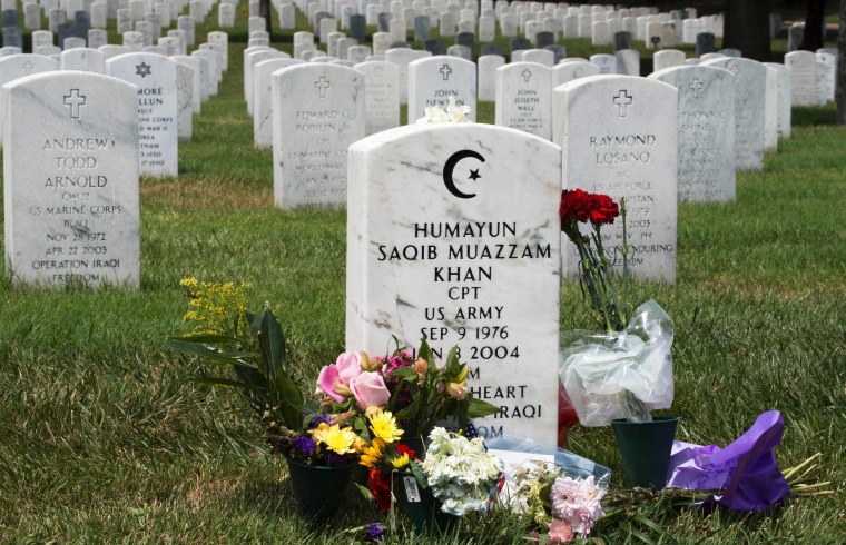 Image: Grave marker for U.S. Army Captain Humayun Saqib Muazzam Khan