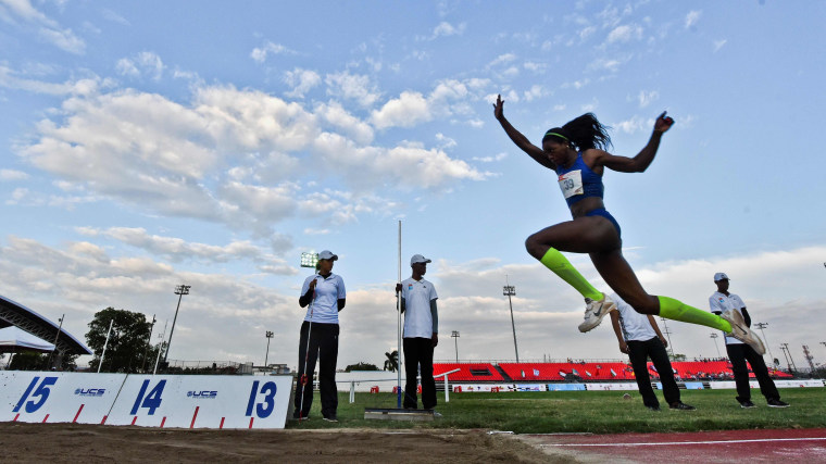 Colombia's Caterine Ibarguen competes in the women's triple jump