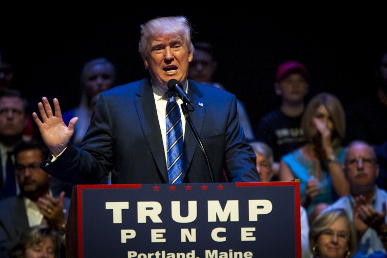 Image: Republican Presidential Candidate Donald Trump Campaigns In Portland, Maine