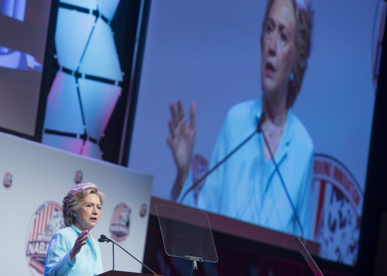 Democratic presidential nominee Hillary Clinton speaks to NABJ, NAHJ Journalists