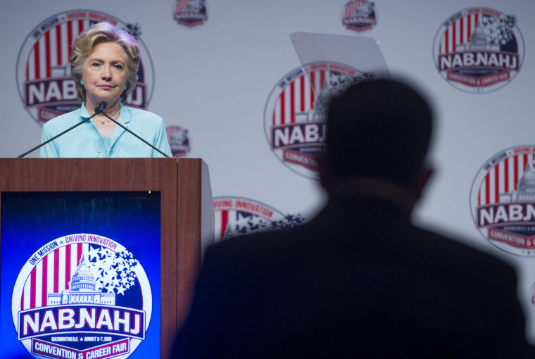 Democratic presidential nominee Hillary Clinton speaks to NABJ, NAHJ Journalists