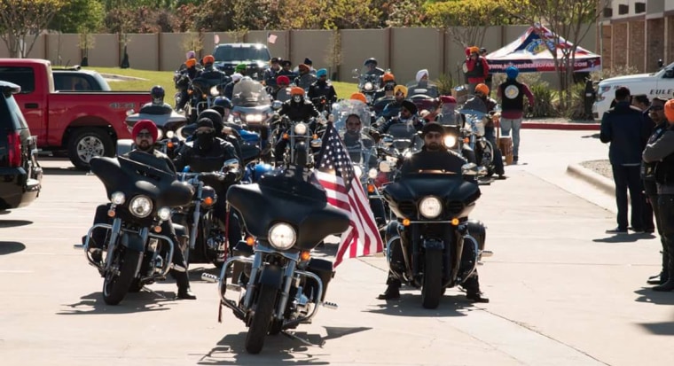 Members of Sikh Riders of America heading out on a ride.