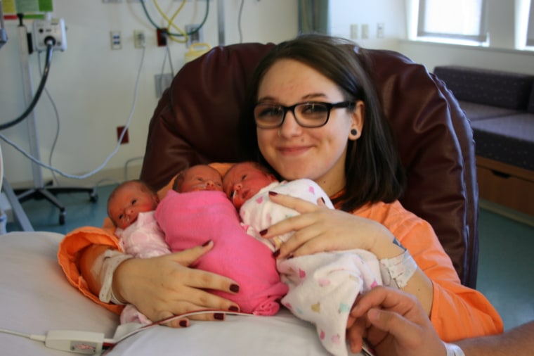Amber Hills gave birth to rare identical triplets