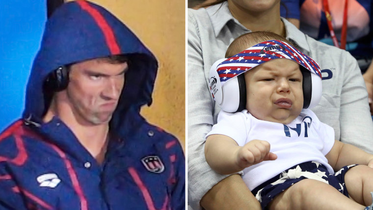 Michael Phelps and his infant son Boomer.