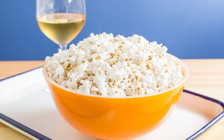 Popcorn and wine for dinner.... what??? It's a thing