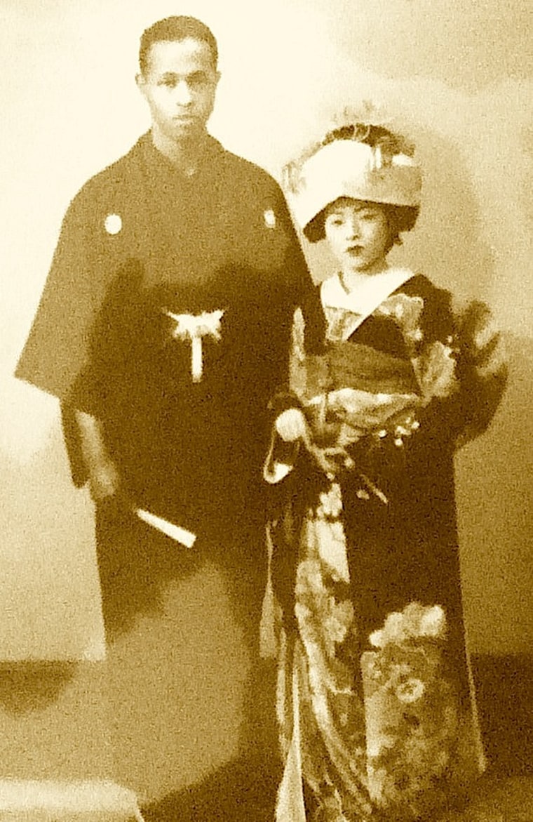 Teruko Nishina from Fukuoka and Roland Franklin Stead, Jr., from Boston, in filmmaker Yayoi Lena Winfrey's documentary film, "War Brides of Japan."