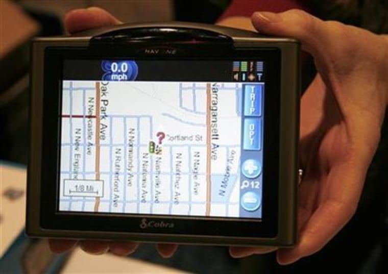 The Cobra Nav One 5000 portable mobile navigation system is displayed at the Consumer Electronics Show Unveiled event in Las Vegas