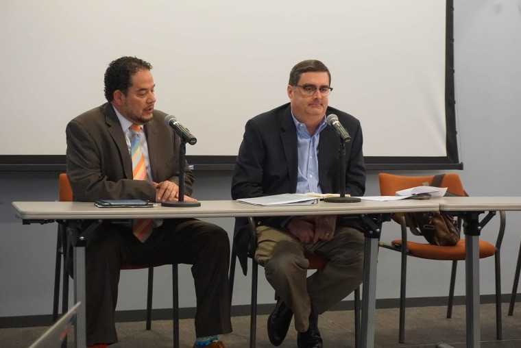 Hector Cordero-Guzman (left) and Sergio Marxuach (right) discuss the PROMESA Act and the Puerto Rican debt crisis.