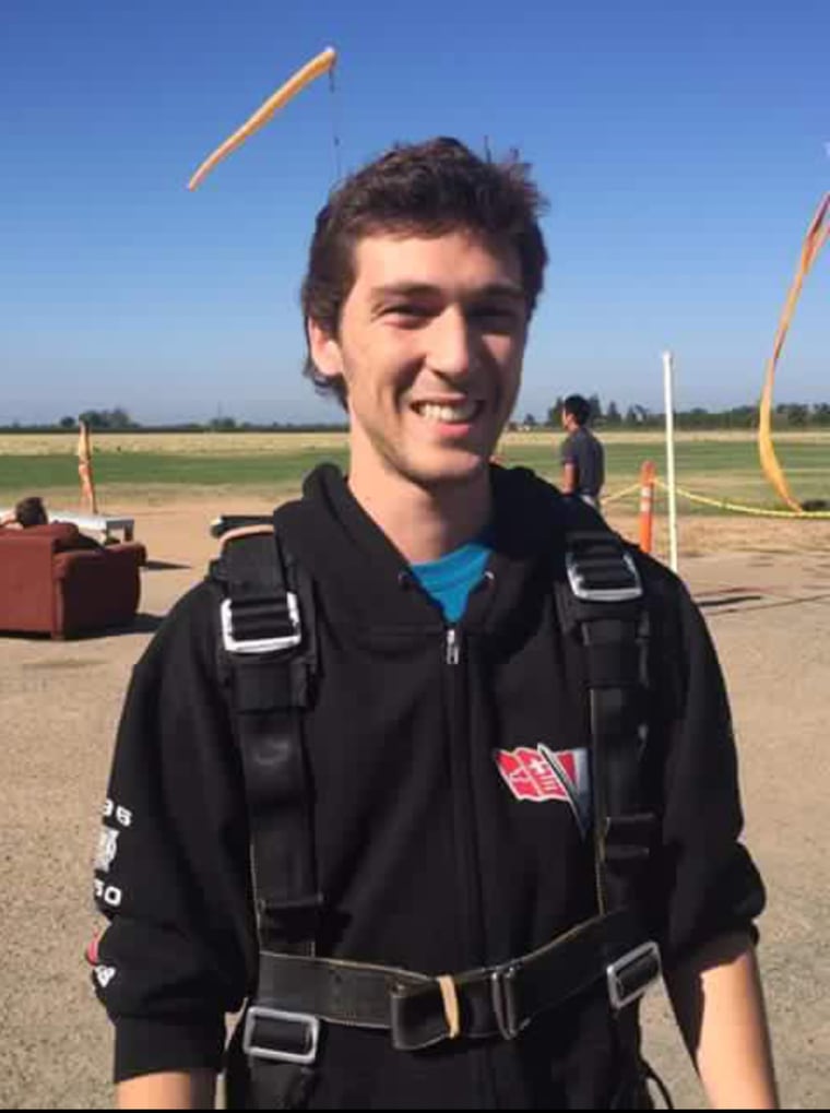 This Aug. 6, 2016 photo provided by Francine Salazar Turner shows her son Tyler Turner, 18, just prior to his fatal skydiving jump in Lodi, Calif.