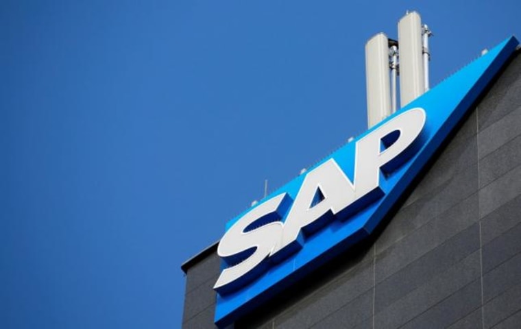 The logo of German software group SAP AG is pictured in Vienna