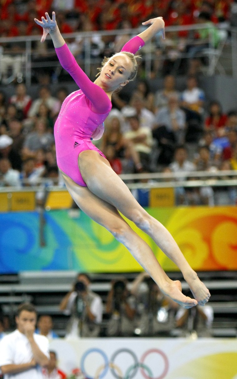 Image: Nastia Liukin of the U.S. competes in the floor exercise during the women's individual all-around artistic gymnastics final at the Beijing 2008 Olympic Games