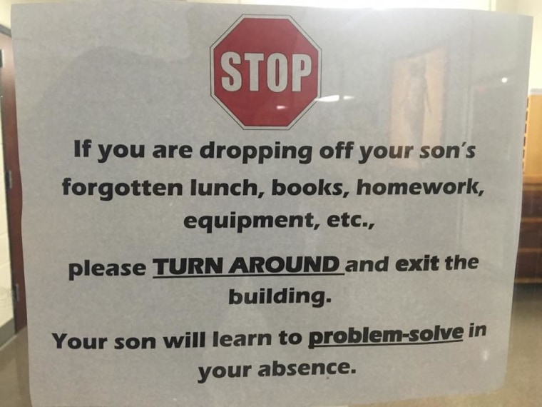 This sign was posted on the Facebook page of Catholic High School for Boys with the caption: "Welcome to Catholic High. We teach reading, writing, arithmetic, and problem-solving."