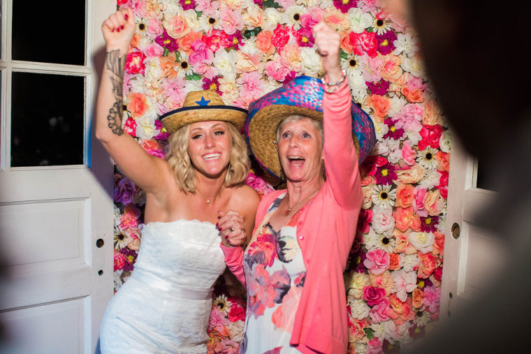 The bride celebrates with her mother, Susan.