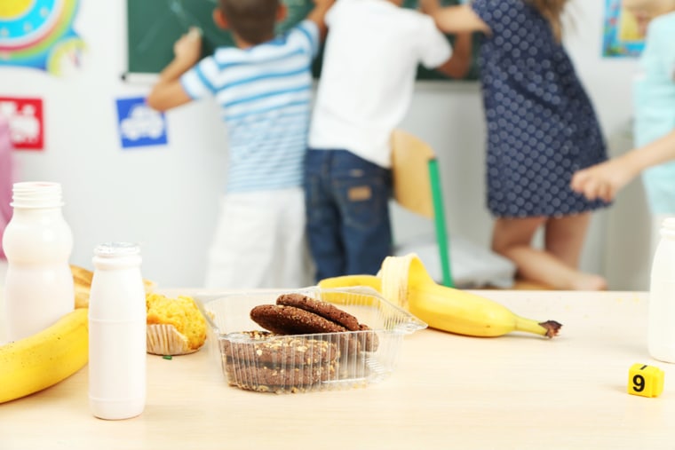 Kids snack in classroom