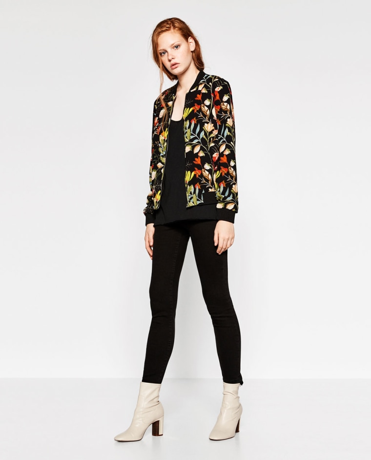 Zara floral print bomber jacket